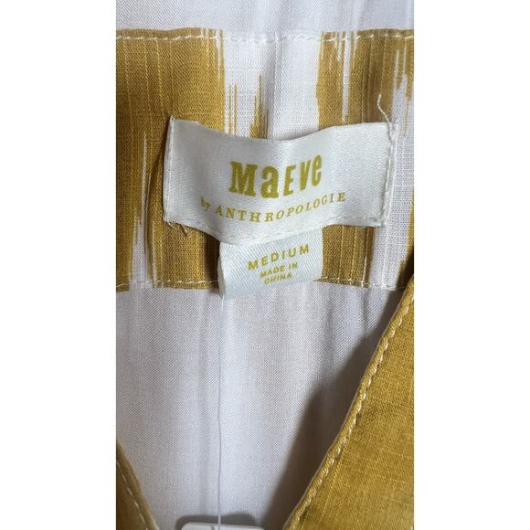 Anthropologie Maeve Cassandra Pintuck Yellow Flutter Sleeve Maxi Dress Medium - Picture 7 of 11